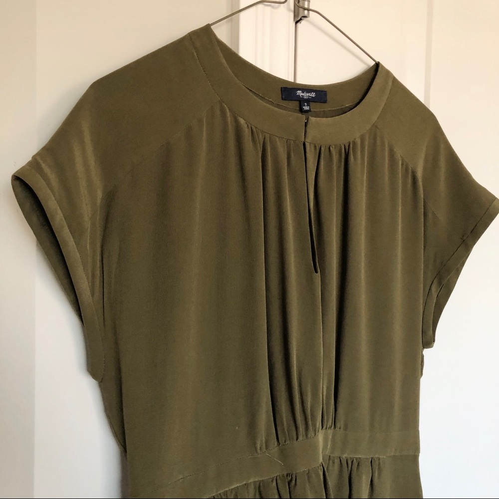 Madewell Silk Moonset Dress in Olive Green Sz 2 - Picture 5 of 11